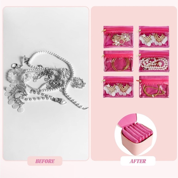 Pink Storage Box with Dividers and Matching Pouches - Picture 6 of 7